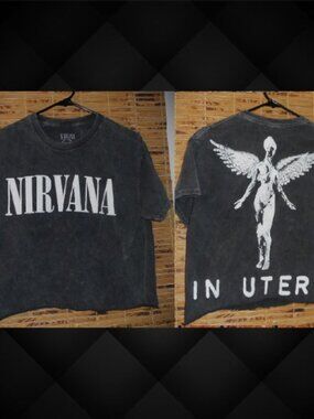 Nirvana Short Sleeve Black Cropped Graphic 100% Cotton T-Shirt *Tag Size: M